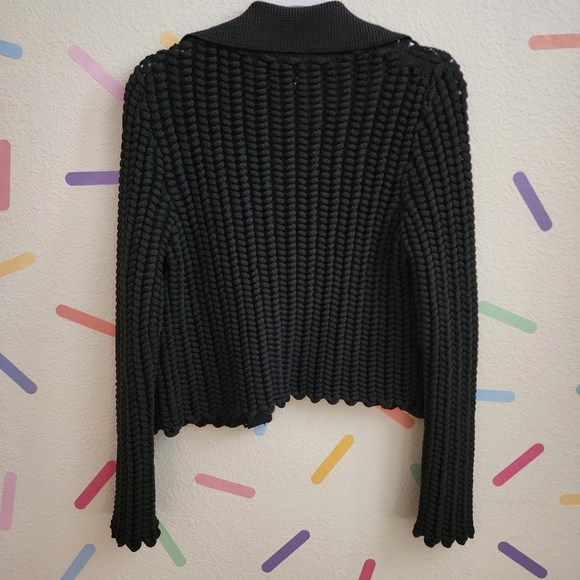 Jenee Naylor Braided Button Front Cardigan NWT Black Size MEDIUM - Picture 5 of 10